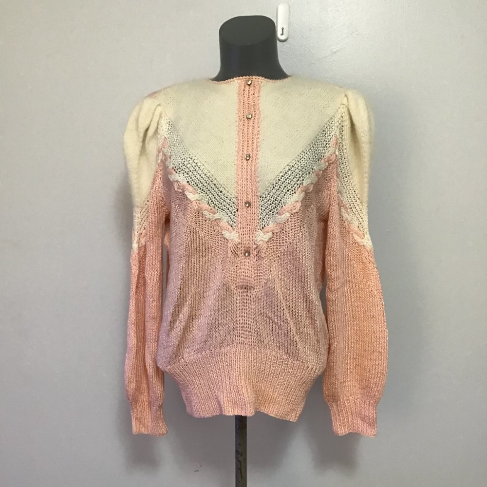 Vintage 80s Magnolia Knit Sweater  Size L